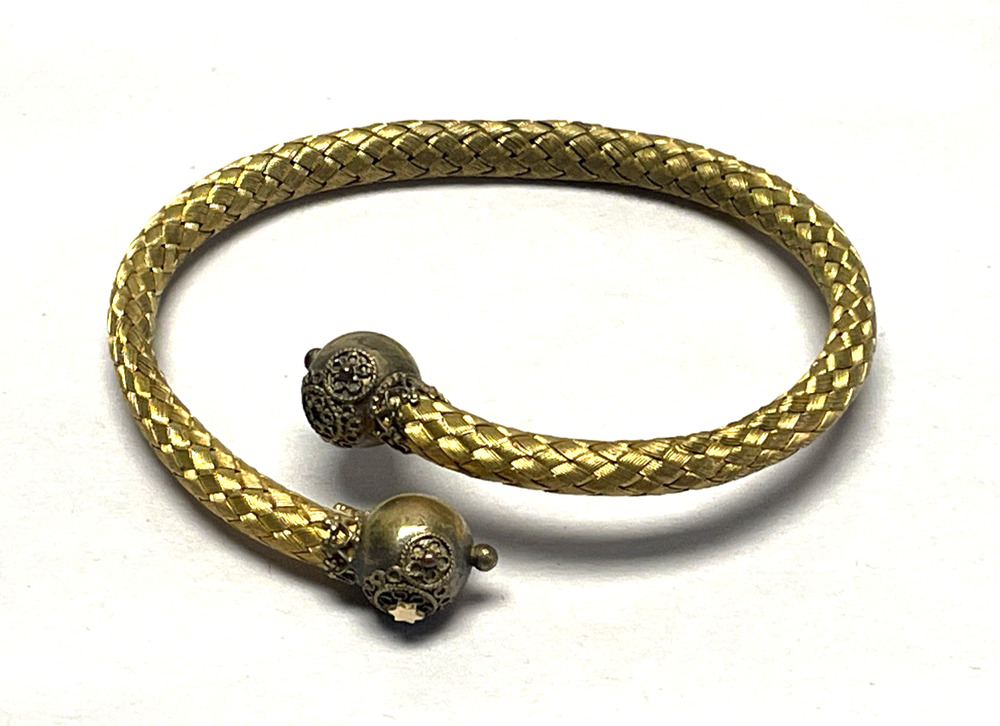 Antique Victorian Etruscan Revival Gold Filled Bracelet, Braided Wire, 15g